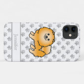 Coques Case-Mate iPhone Chien de dessin animé mignon Pomeranian orange & n (Dos (Horizontal))