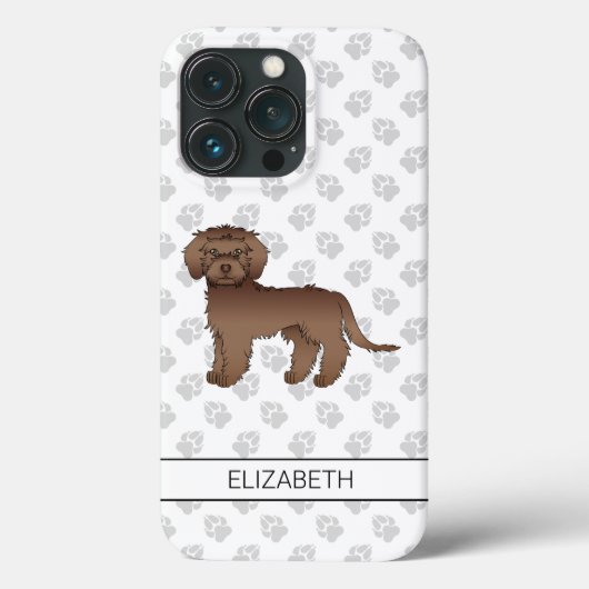 Coques Case-Mate iPhone Chien de dessin animé Mini Goldendoodle au chocola (Verso)