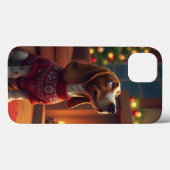 Coques Case-Mate iPhone Chien de Noël de style caricature (Verso (horizontal))