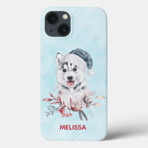 Case-Mate iPhone Case Chien de Noël Husky dans un chapeau de Père Noël