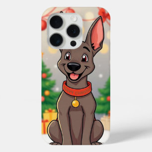 Coque iPhone 15 Pro Chien de Noël mignon