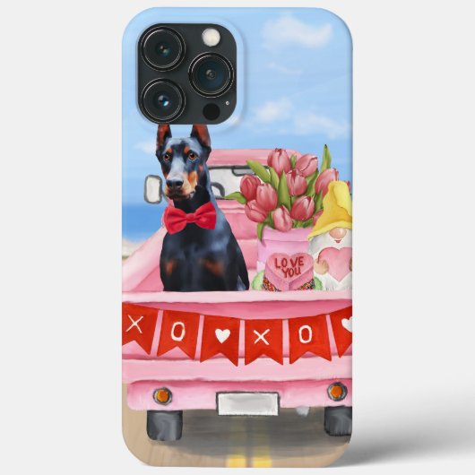 Coques Case-Mate iPhone Chien Doberman Camion de la Saint-Valentin Cœurs (Verso)