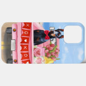 Coques Case-Mate iPhone Chien Doberman Camion de la Saint-Valentin Cœurs (Verso (horizontal))