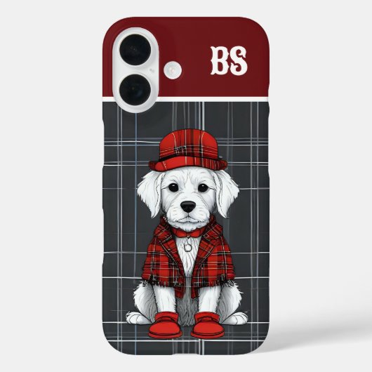 Coques Case-Mate iPhone chien écossais drôlement déguisé - monogramme - ta (Verso)