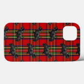 Coques Case-Mate iPhone Chien écossais sur Tartan écossais rouge (Verso (horizontal))