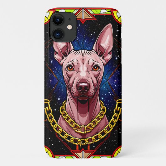 Coques Case-Mate iPhone Chien en vitrail avec un fond étoilé (Dos)