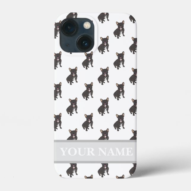 Coques Case-Mate iPhone Chien français brindle noir personnalisé (Verso)