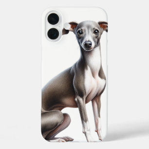 COQUES iPhone 16 PLUS CHIEN GRIS ET BLANC ITALIEN GREYHOUND PUPPY