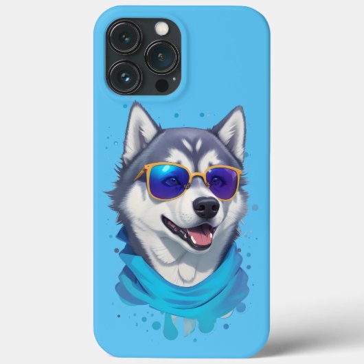 Coques Case-Mate iPhone Chien Husky Portant du verre soleil dans la lueur (Verso)