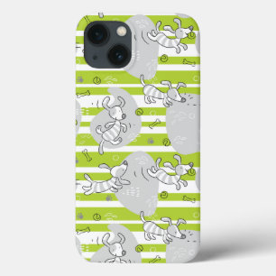 Etui iPhone 13 chien jouant l'arrière - plan de motif