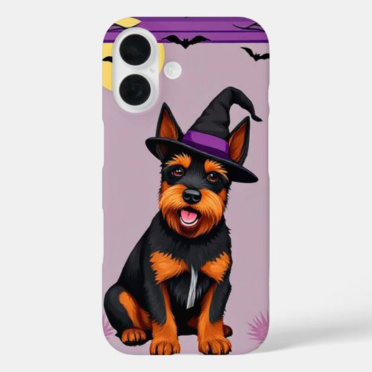 Coques Case-Mate iPhone Chien jouant portant un casquette de sorcière (Verso)