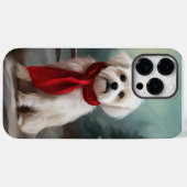 Coques Case-Mate iPhone Chien maltais à Noël de neige (Verso (horizontal))