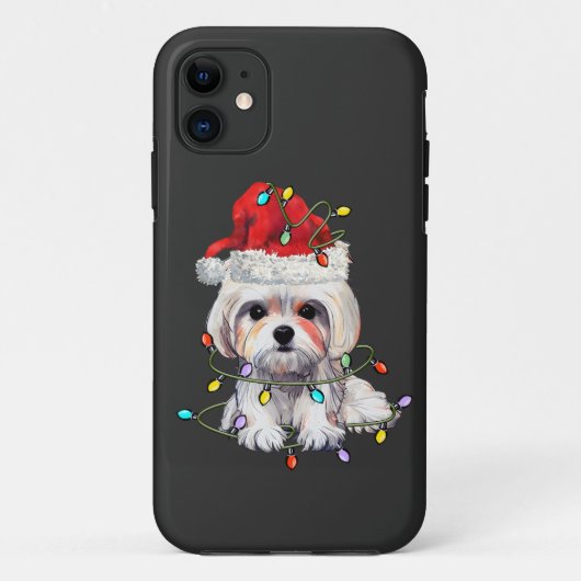 Coques Case-Mate iPhone Chien maltais Noël, Chien maltais de Noël (Dos)