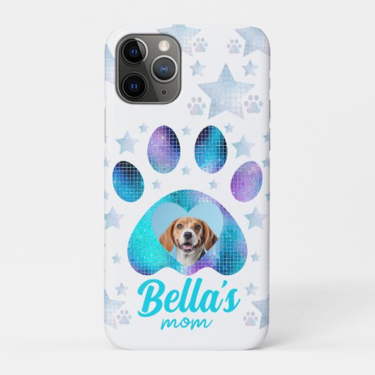 Coques Case-Mate iPhone Chien Maman Photo Custom Blue Parties scintillant  (Dos)