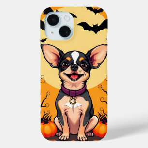 Coque Pour iPhone 15 Chien mignon avec décorations d'Halloween