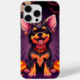 Coque iPhone 15 Pro Max Chien Mignon Avec Décorations D'Halloween