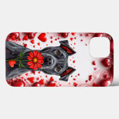 Coques Case-Mate iPhone Chien mignon de la Saint-Valentin (Verso (horizontal))