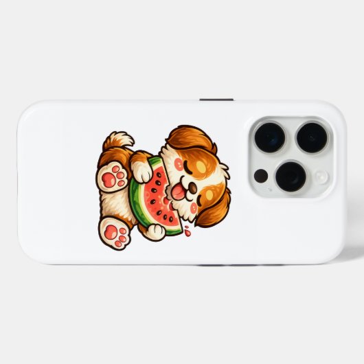 Coques Case-Mate iPhone Chien mignon pastèque (Verso (horizontal))