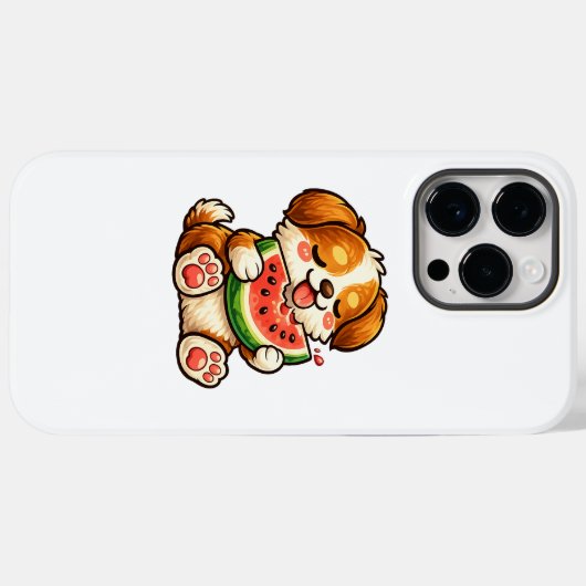 Coques Case-Mate iPhone Chien mignon pastèque (Verso (horizontal))
