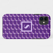Coques Case-Mate iPhone Chien mou de Shihpote violet silhouette Monogramme (Dos (Horizontal))
