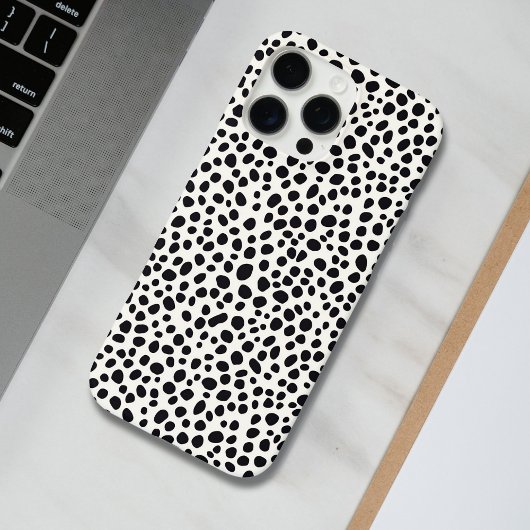 Coques Case-Mate iPhone Chien noir et blanc Dalmatien Motif Abstrait