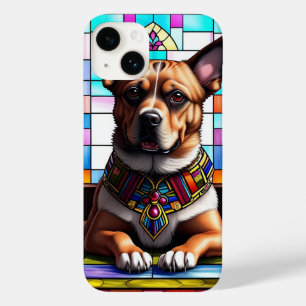 Coque Pour iPhone 14 Chien Orné d'un Collier Coloré