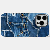 Coques Case-Mate iPhone Chien Patchwork Art Denim (Verso (horizontal))