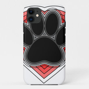 Coque Case-Mate Pour iPhone Chien Paw Dans Le Coeur Rouge Avec Les Outlines