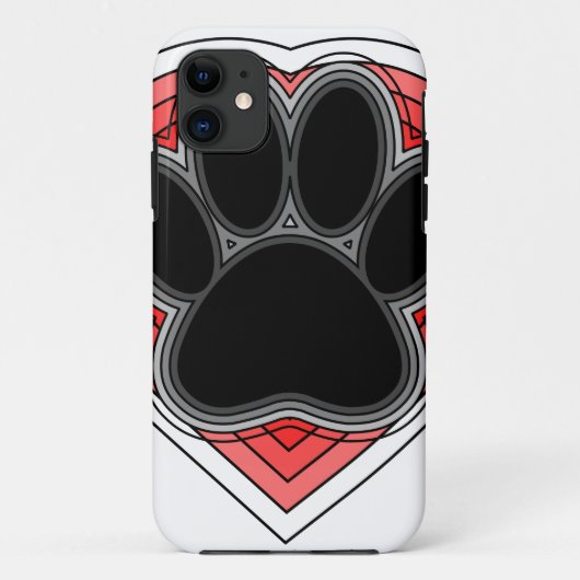 Coques Case-Mate iPhone Chien Paw Dans Le Coeur Rouge Avec Les Outlines (Dos)