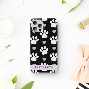 Case-Mate iPhone Case Chien Paws, White Paws, Lilac Hearts, Votre Nom