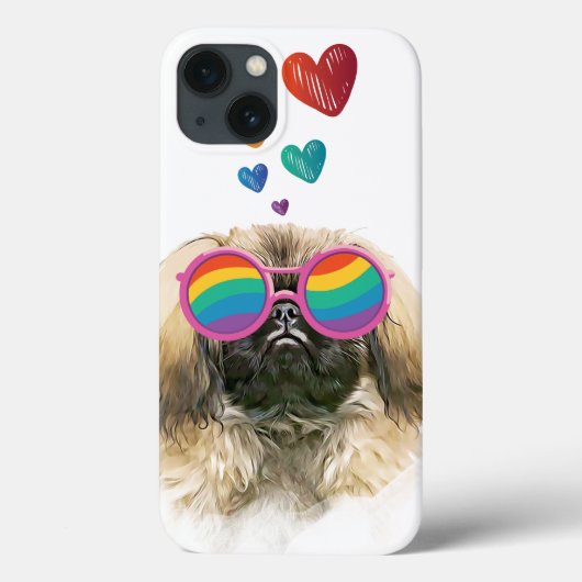 Coques Case-Mate iPhone Chien Pékinois avec coeurs Saint-Valentin (Verso)