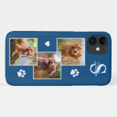 Coques Case-Mate iPhone Chien Photo Collage Monogram Blue Pet (Dos (Horizontal))