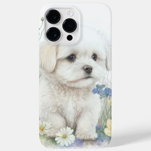 COQUES Case-Mate iPhone CHIEN POPULAIRE MALTESE ADORABLE À COULEUR D'EAU (Verso)