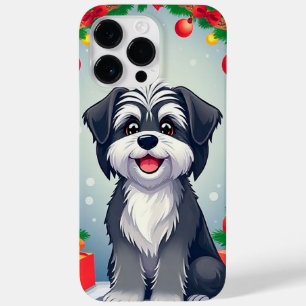 Coque Pour Pour iPhone 14 Pro Max Chien posant parmi les décorations de Noël festive