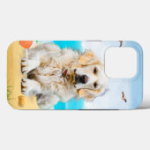 Coques Case-Mate iPhone Chien Retriever Doré sur la Plage (Verso (horizontal))