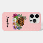 Coques Case-Mate iPhone Chien Rhodesian Ridgeback Avec Fleurs Et Nom Rose (Verso (horizontal))