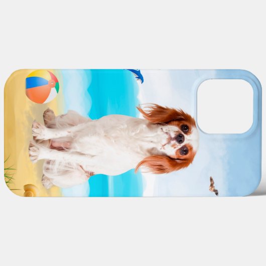 Coques Case-Mate iPhone Chien roi cavalier sur la plage (Verso (horizontal))