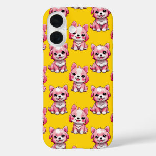 Coques iPhone 16 Chien rose Motif design - Jaune