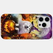 Coques Case-Mate iPhone Chien Samoyède Effrayant Halloween Sorcière Et Cit (Verso (horizontal))