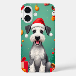 Coques iPhone 16 Chien souriant avec un chapeau de Père Noël