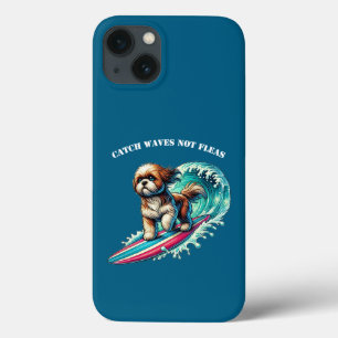 Case-Mate iPhone Case Chien surf sur un Surfboard chevauchant une grande
