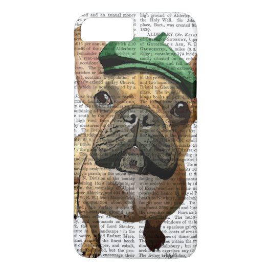 Coques Case-Mate iPhone Chien-taureau français Brown avec Casquette vert 2 (Dos)