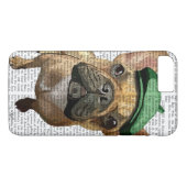 Coques Case-Mate iPhone Chien-taureau français Brown avec Casquette vert 2 (Dos (Horizontal))