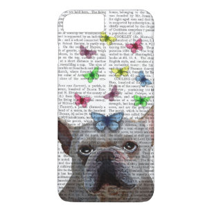 Etui iPhone Case-Mate Chien-taureaux et papillons français blancs