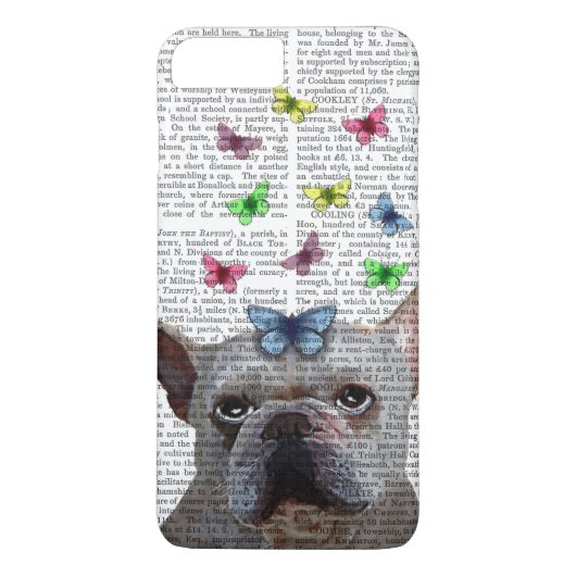 Coques Case-Mate iPhone Chien-taureaux et papillons français blancs (Dos)