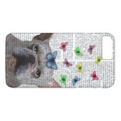 Coques Case-Mate iPhone Chien-taureaux et papillons français blancs (Dos (Horizontal))