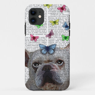 Etui iPhone Case-Mate Chien-taureaux et papillons français blancs