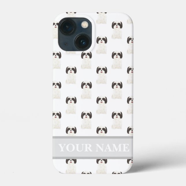 Coques Case-Mate iPhone Chien tzu noir et blanc personnalisé (Verso)