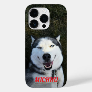 Coque Pour iPhone 14 Pro "Chien un oeil fermé MICHKU