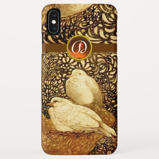 COQUES Case-Mate iPhone CHIENS BLANCS EN SÉPIE BROWN, MONOGRAMME EN PIERRE (Dos)